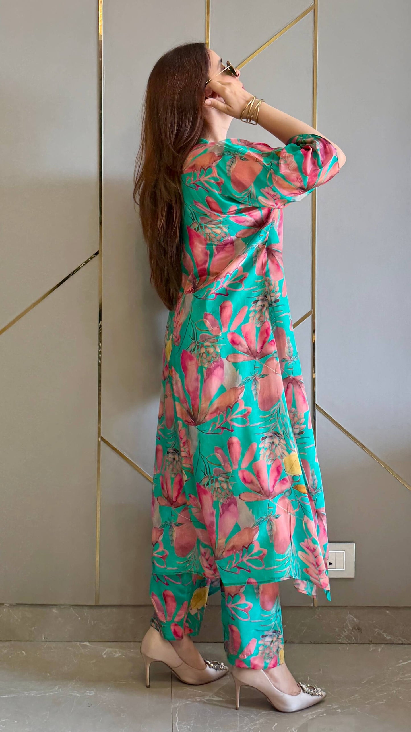 Mint Green Malaga High Low Crepe Co-ord