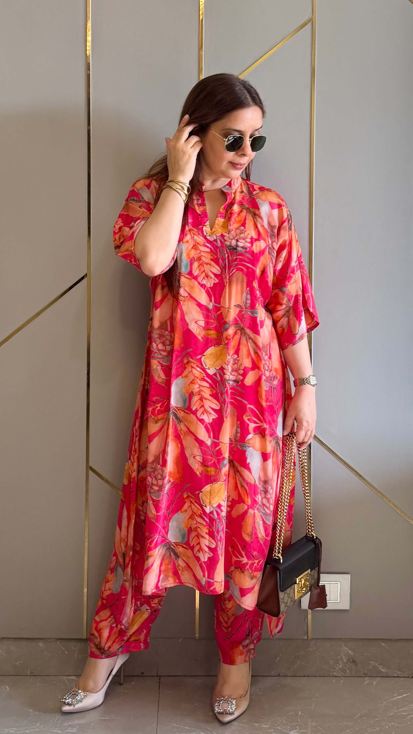 Red Malaga High Low Crepe Co-ord
