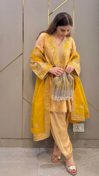 Beige Naaz Chanderi Kurta with Salwar