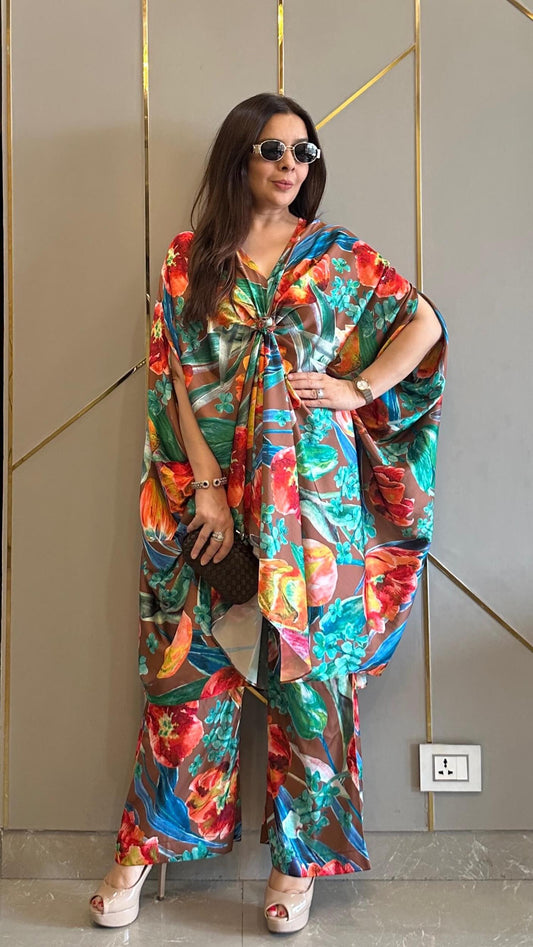 Tropical Brown Flowy Co-ord Set