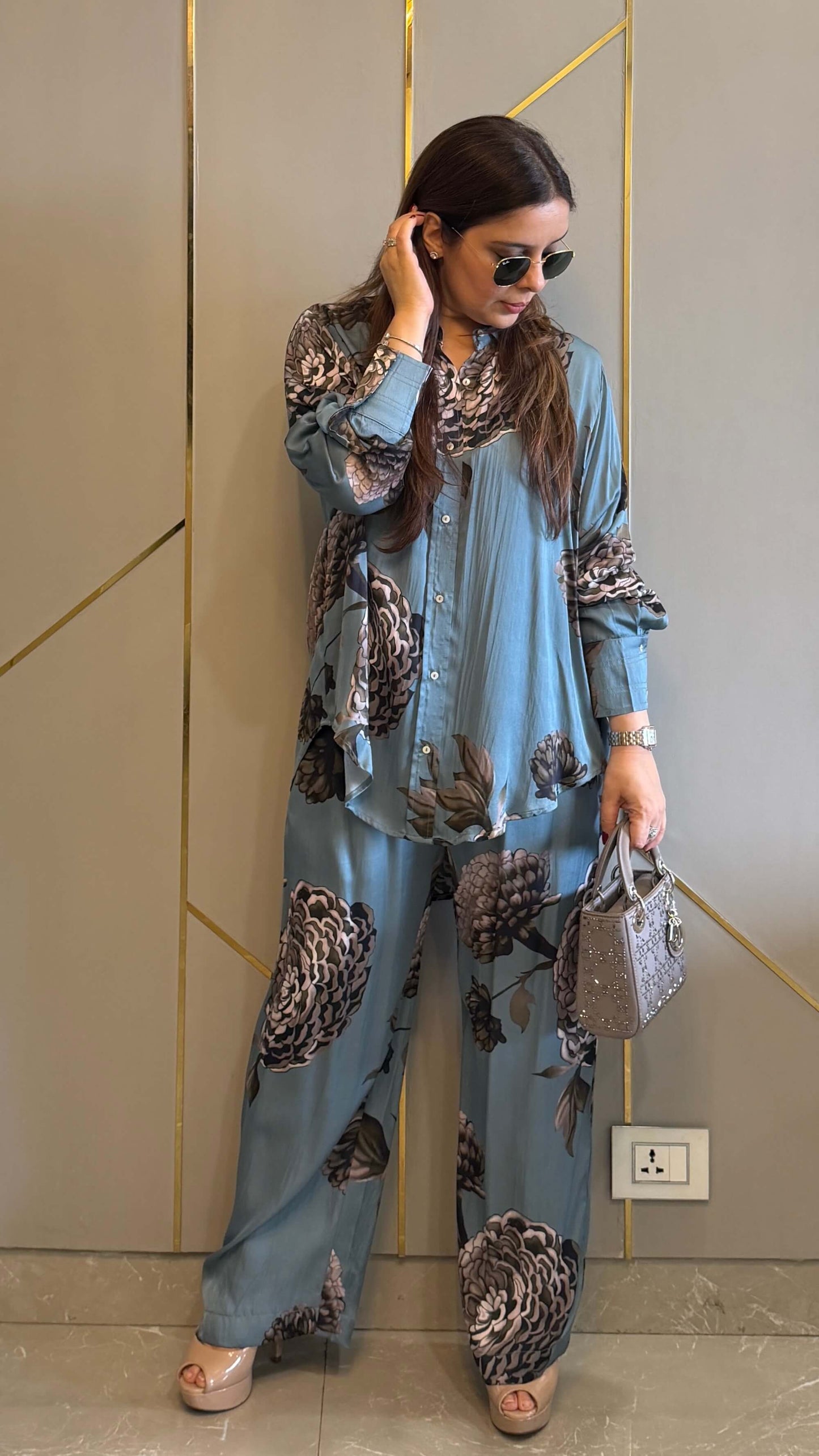 Cobalt Blue Valencia Printed Co-ord Set