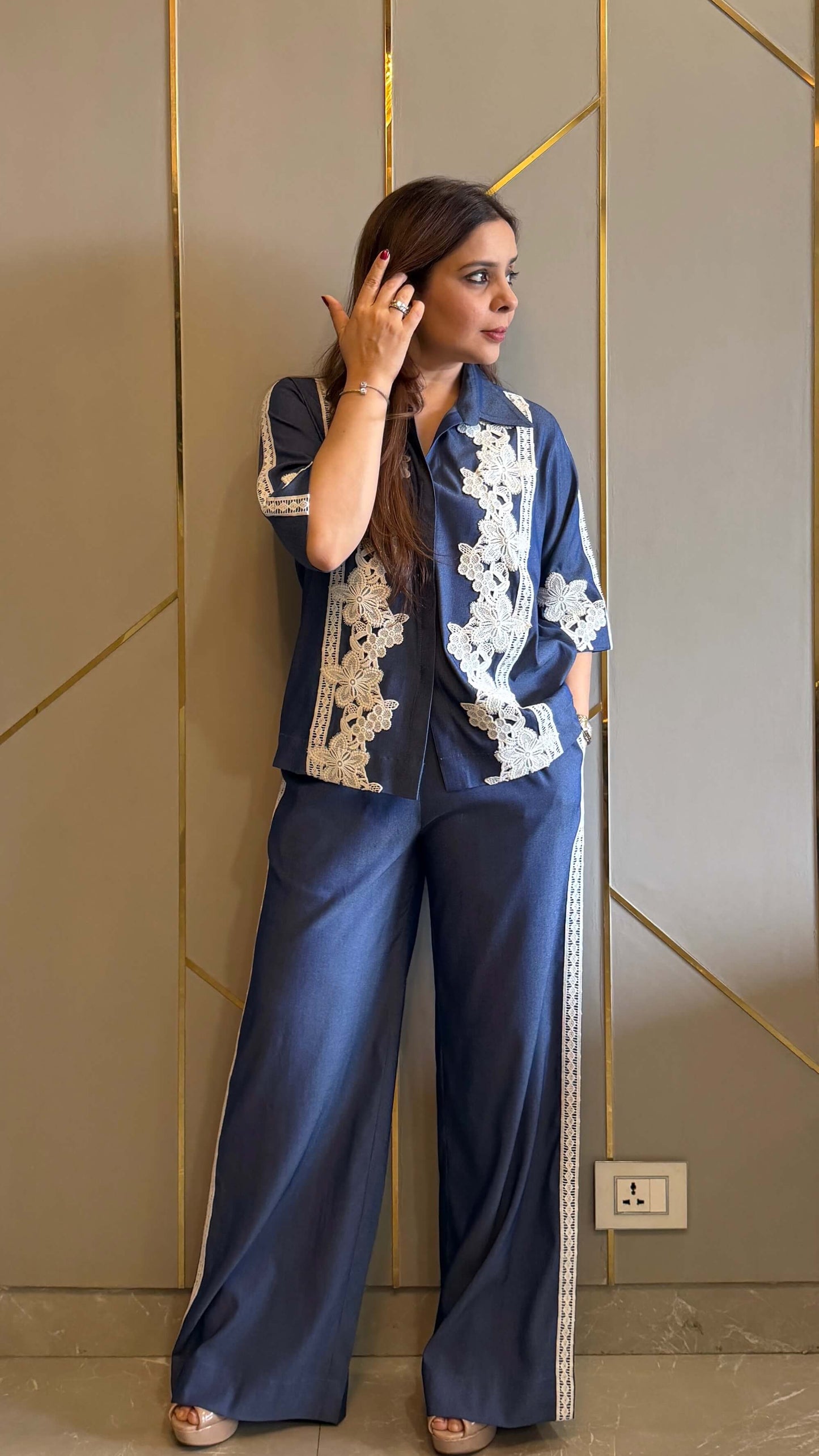 Denim French Lace Co-ord Set