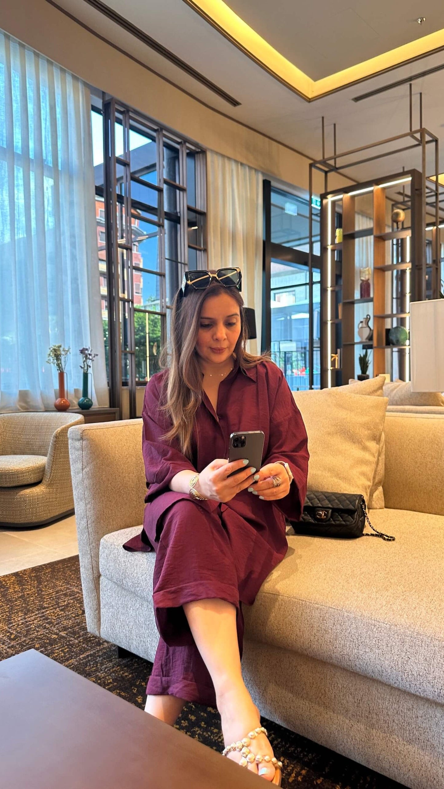 Wine Red Linen Co-ord Set