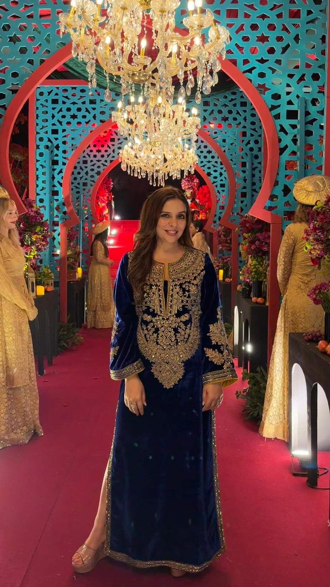 Royal Blue Velvet Aaina Kaftan