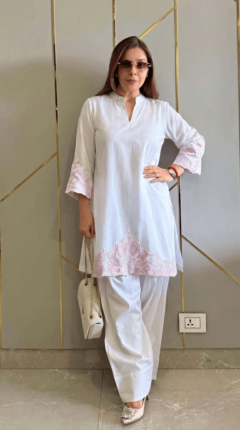 Pearl Baby Pink Tara Embroidered Cotton Co-ord Set
