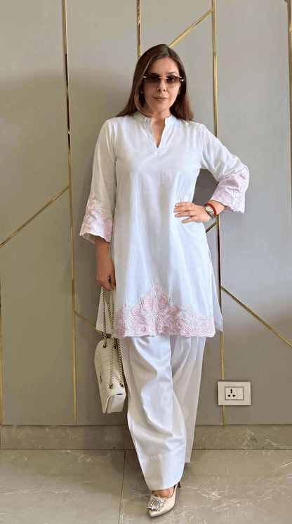 Pearl Baby Pink Tara Embroidered Cotton Co-ord Set