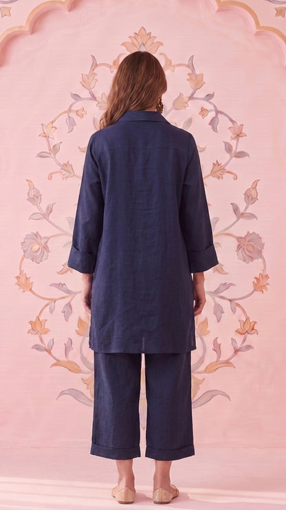 Navy Linen Co-ord Set